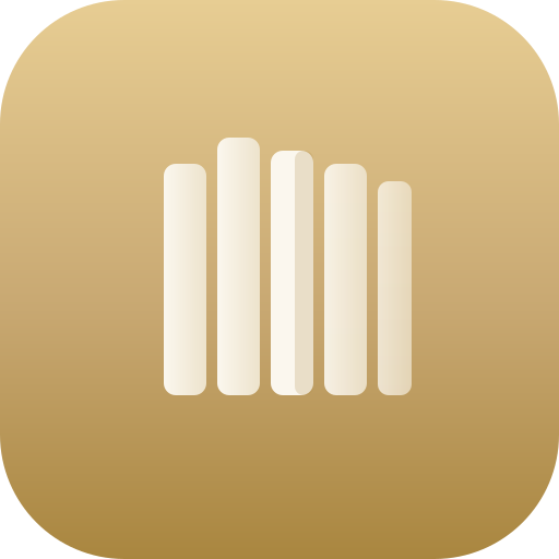 Conduit app icon: cream book spines on a warm gold shelf
